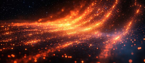 Poster - Digital Data Flow in Network Operations with Glowing Particles and Sparkling Visual Effects