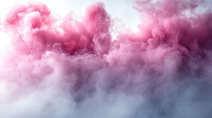 Poster - Pink smoke swirling in ethereal patterns against a soft white backdrop creating a dreamy and vibrant atmosphere for creative projects