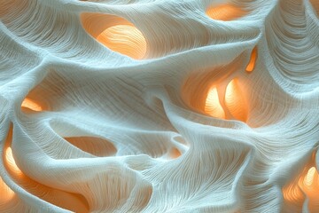 Poster - Abstract light patterns in organic textures digital art contemporary design indoor setting close-up view aesthetic exploration