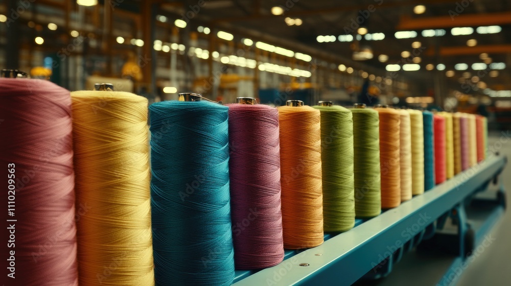 Colorful Spools of Sewing Thread Aligned on a Shelf in a Bright ...