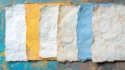 Poster - Textured paper background with various colors and shapes ideal for creative projects and adding personalized text or graphics
