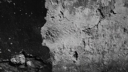 Fototapete - Textured wall background with stains showing wear and degradation in black and white tones ideal for artistic and architectural designs
