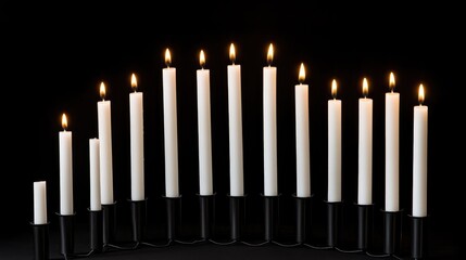 Poster - Elegant White Candles Illuminating a Dark Background in an Artistic Arrangement