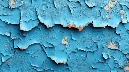 Poster - Blue peeling metal wall texture showcasing an old rusty iron sheet with vibrant grunge and weathered painted coating for abstract backgrounds