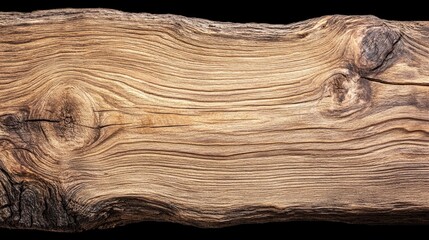 Poster - closeup view of weathered yellow wood texture with natural grain patterns and knots against a black background