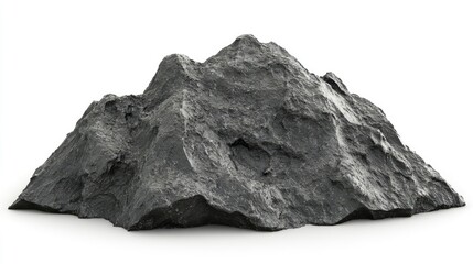 Poster - Realistic depiction of a single mountain rock formation isolated on a clean white background for artistic and design purposes