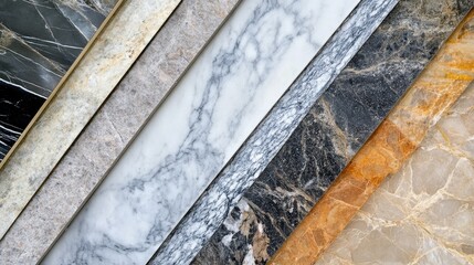 Poster - Decorative Natural Stone Samples Featuring Granite Marble Slate Travertine and Sandstone for Interior and Exterior Design Projects
