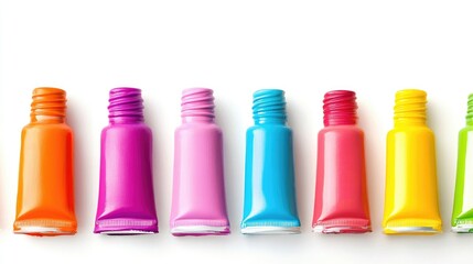 Aufkleber - set of vibrant paint tubes in various colors arranged on a clean white background for artistic and creative design concepts