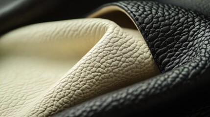 Poster - Close-up of artificial leather texture showcasing black and white materials ideal for backgrounds in fashion or design projects
