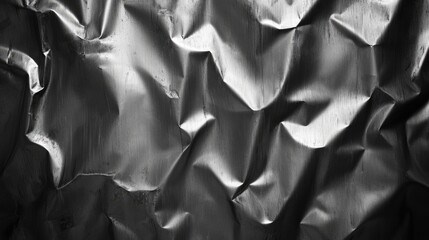 Poster - Crumpled galvanized metal sheet texture in black and white for background and industrial design applications
