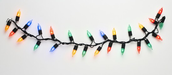 Poster - vibrant decorative garland with colorful lights on a white background perfect for festive and holiday celebrations