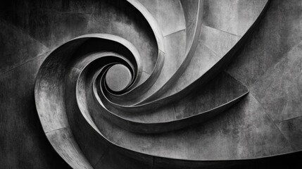 Leinwandbilder - Abstract spiral structure in monochrome showcasing geometric shapes and smooth curves for modern architectural or design backgrounds.