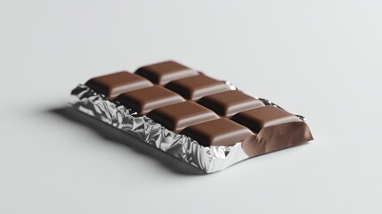 Aufkleber - Charming chocolate bar wrapped in foil on a minimalist white background perfect for food related advertising and culinary promotions