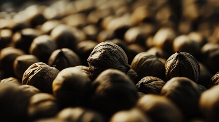 Poster - Close-up of organic mixed nuts on a textured surface showcasing their natural rustic appeal and healthy snack options.