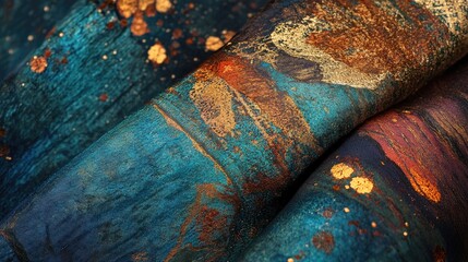 Aufkleber - Luxurious silk fabric featuring intricate textures and rich colors for design and fashion applications