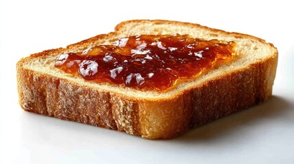 Aufkleber - Delicious slice of toasted bread topped with jam isolated on clean white background for food and breakfast concepts