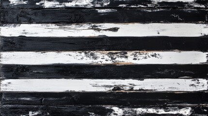 Poster - Close up of a textured striped wooden background featuring bold black and white colors for artistic or design purposes