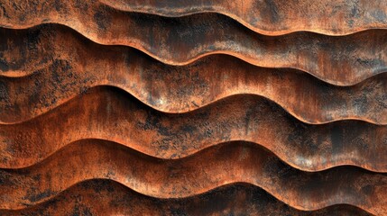 Poster - textured rusty corrugated iron metal background with wavy patterns showcasing weathered and aged appearance suitable for industrial designs