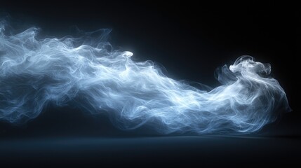 Poster - Ethereal white smoke swirling gracefully against a deep black background, creating dynamic shapes and textures, abstract design, artistic, high contrast, smoke art, visual effects.