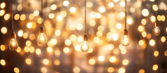 Poster - Festive sparkling lights backdrop with bokeh effect creating a warm and inviting atmosphere for celebrations and events