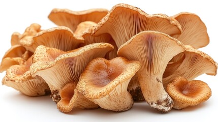 Aufkleber - Brown beech mushroom cluster isolated on a white background showcasing its unique texture and color in a high-quality stock photo.