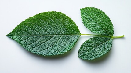 Poster - Green leaf composition isolated on a clean white background highlighting natural textures and details in botanical design and aesthetics.