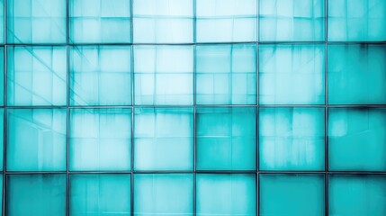 Poster - Modern architectural facade of a glass residential building showcasing a grid pattern and vibrant blue reflections in urban setting.