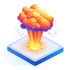 Wall Mural - colorful explosion erupting from a digital square.