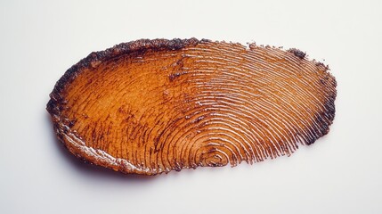 Poster - isolated natural fingerprint pattern on wooden surface with detailed texture showcasing organic lines and artistic design on white background