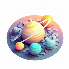 Wall Mural - colorful planets in space.