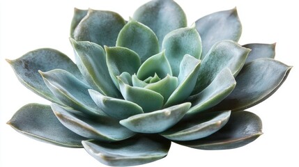 Poster - Succulent plant isolated on white background showcasing lush green leaves and intricate rosette formation for design and decor purposes
