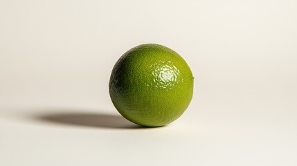 Poster - Fresh lime on a clean white background highlighting its vibrant green color and smooth texture ideal for culinary and lifestyle compositions
