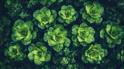 Poster - Fresh green leaf lettuce thriving in a lush vegetable garden plot showcasing healthy growth and vibrant color diversity.