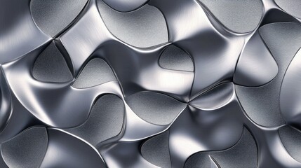 Poster - modern abstract stainless steel texture with flowing curves and reflective surfaces for contemporary design backgrounds and visual projects