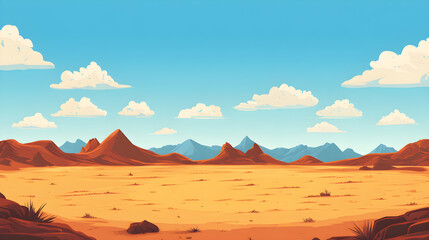 Canvas Print - landscape of dry open area with sky in vector style.