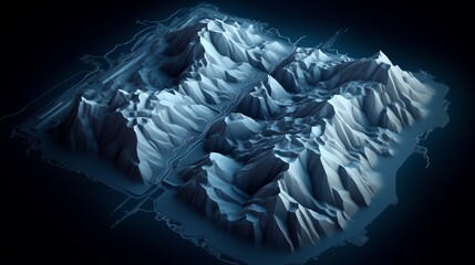Poster - Abstract 3D mountain range rendering.