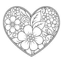 Wall Mural - mehndi flower pattern in form of heart for henna drawing and tattoo. decoration in ethnic oriental, 