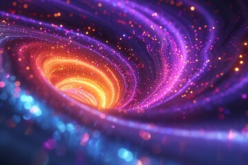 Wall Mural - Abstract swirling vortex of vibrant particles and light.