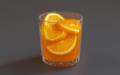 Wall Mural - A glass of orange juice with slices of orange, refreshing and vibrant.