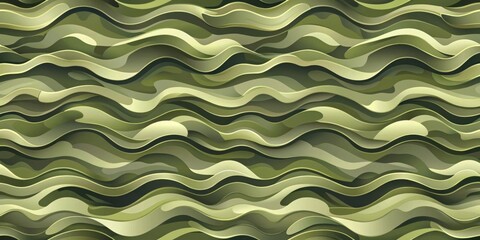 Wall Mural - Abstract Wavy Pattern of Green Hues with Subtle Shadows and Highlights