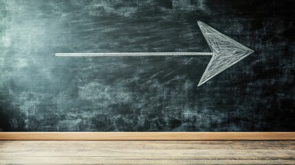 Poster - Chalkboard arrow pointing right with textual space on a dark background for directional guidance and signage purposes