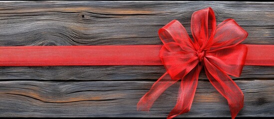 Christmas gifts decorated with vibrant red ribbons elegantly displayed on a rustic wooden surface ideal for holiday promotions and ads.