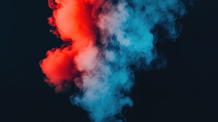 Poster - Vibrant abstract smoke patterns in red and blue against a dark background creating a mesmerizing visual effect.