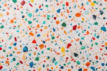 Aufkleber - Colorful Flat Terrazzo Pattern with Playful Shapes on White Background Perfect for Kids' Art Style, Ideal for Creative Projects, Home Decor, and Fun Designs