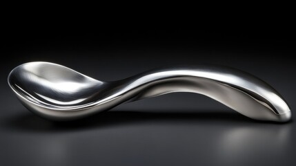 Poster - Sleek and modern stainless steel spoon design showcased on a dark background for product photography and interior design inspiration