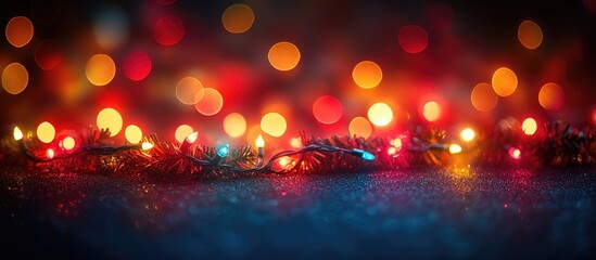 Poster - colorful christmas lights creating a beautiful bokeh effect on a dark background during the festive 