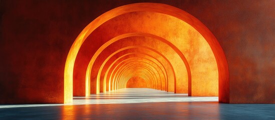 Poster - Warm-toned architectural arches creating a stunning structured passageway in textured brick design