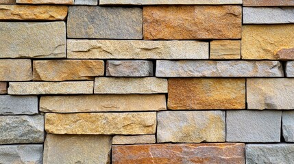 Poster - Textured sandstone wall showcasing a variety of earthy tones and natural stone patterns ideal for interior and exterior design projects