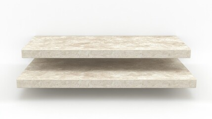 Poster - Natural stone shelves with empty space for product display isolated on white background perfect for interior design and marketing use.