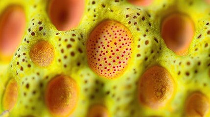 Poster - Detailed close-up of vibrant fern spore texture highlighting intricate patterns and colors in nature's design.